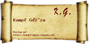 Kampf Géza névjegykártya